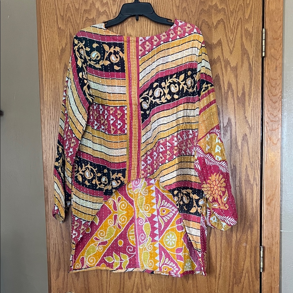 Boho Patchwork Tunic in Pink & Yellow - Picture 2 of 2